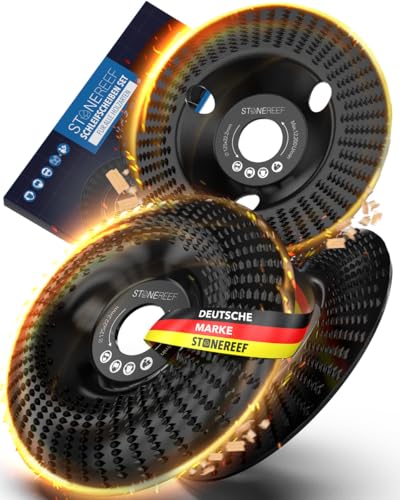 Holz Schleifscheibe 125mm [3 teiliges Set für Winkelschleifer] - Lackfräse - Holzfräser - Wurzelfräse - Diamant Schleifscheibe für Schleifen, Fräsen, Schnitzen von STONE REEF