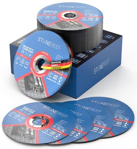 Trennscheiben [125x 1,0x 22,23mm] Extra Dünne, Zweifach Verstärkte Flexscheiben (1mm) – 125mm für Winkelschleifer & Flex – 25er Set für präzise Metallbearbeitung – Ideal für Stahl und Edelstahl von STONE REEF