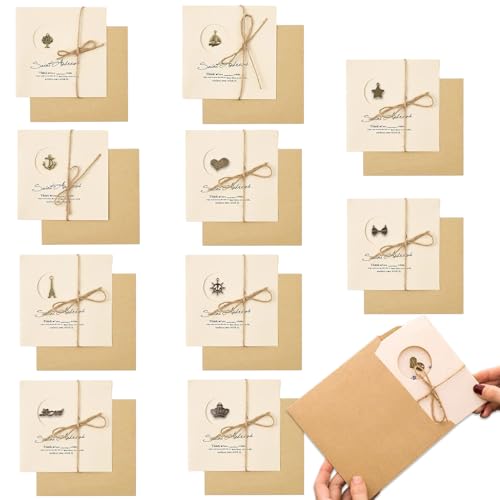 10 Grußkarten Klappkarten Blanko mit Umschlag Geschenkkärtchen Briefumschläge Kraftpapier Umschläge Kraftpapier DIY-Geschenkkarten Geschenke für Familie und Freunde von STOOKI