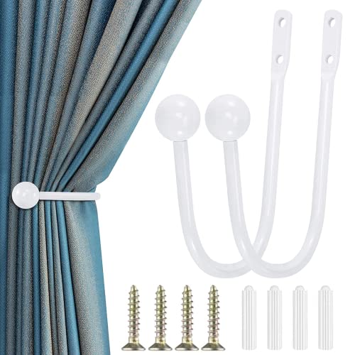 2 Metallhaken Raffhalter für Gardinenr affhalter für gardinen Vorhang Halter Für Wandvorhänge Gardinen Duschvorhänge Ladendekoration(weiß) von STOOKI