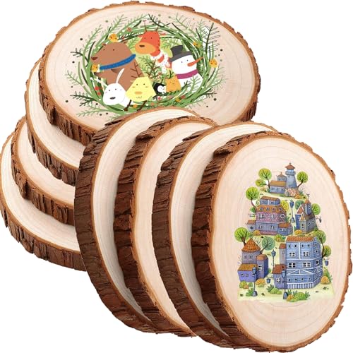 Natürliche Holzscheiben,10-12cm Holz Log Scheiben holzscheiben zum basteln Unvollendete Holzkreise aus Holz,für Kunst Holzscheiben, DIY Handwerk, Weihnachtsschmuck von STOUCLA