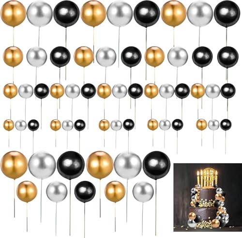 Runde Kugel-Kuchenaufsätze, schwarze Kugeln für Kuchen, 60 Stück, Bastelarbeiten, Backformen, Dekorationswerkzeuge für Geburtstagsparty, Hochzeit, Babyparty, Dekoration, runde Mini-Cupcake-Topper aus Runde Kugel-Kuchenaufsätze, schwarze Kugeln für Kuchen, 60 Stück, Bastelarbeiten, Backformen, Dekorationswerkzeuge für Geburtstagsparty, Hochzeit, Babyparty, Dekoration, runde Mini-Cupcake-Topper aus von STOUCLA