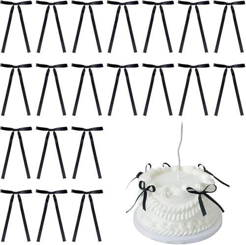 20 Stück Cupcake-Topper mit Schleife,Schwarze Schleifen Bows Partydekoration,Kleine Schleifen für Torte mit Bow,Tortendeko Schleife Schwarz,Deko für Torten Satinband,Schwarze Schleifen Deko Torte 20 Stück Cupcake-Topper mit Schleife,Schwarze Schleifen Bows Partydekoration,Kleine Schleifen für Torte mit Bow,Tortendeko Schleife Schwarz,Deko für Torten Satinband,Schwarze Schleifen Deko Torte von STOUUMOW