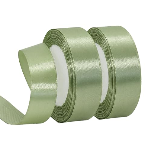STQDEU 2PCS Gift Ribbon Eucalyptus Green,2.5cm*22M Wide Satin Ribbon and Decorative Ribbon for Table Decoration, Bow Ribbon and Gift Wrapping,Perfect for Weddings, Christmas and Celebrations (GREEN) von STQDEU