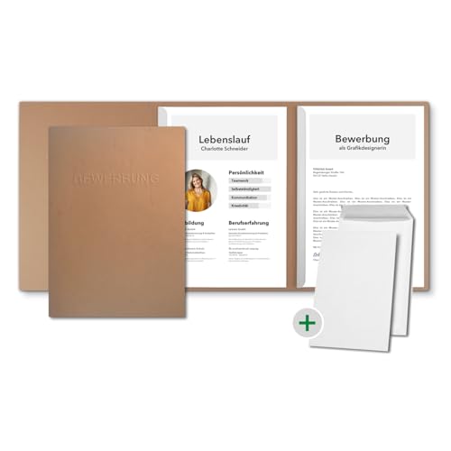 10 Stück 3-teilige Bewerbungsmappen Cognac in feinster Lederstruktur - inkl. 10 Versandumschläge in Weiß - mit 2 Klemmschienen und hochwertiger Prägung ''BEWERBUNG'' - direkt vom Hersteller STRATAG 10 Stück 3-teilige Bewerbungsmappen Cognac in feinster Lederstruktur - inkl. 10 Versandumschläge in Weiß - mit 2 Klemmschienen und hochwertiger Prägung ''BEWERBUNG'' - direkt vom Hersteller STRATAG von STRATAG