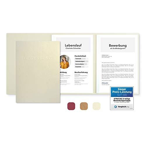 10 Stück 3-teilige Bewerbungsmappen Creme-Beige mit 2 Klemmschienen in feinster Lederstruktur - hochwertige Prägung ''BEWERBUNG'' - direkt vom Hersteller STRATAG 10 Stück 3-teilige Bewerbungsmappen Creme-Beige mit 2 Klemmschienen in feinster Lederstruktur - hochwertige Prägung ''BEWERBUNG'' - direkt vom Hersteller STRATAG von STRATAG