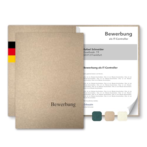 5 Stück 1-teilige Bewerbungsmappen A4 Recyclingkarton - ECO mit Klemmschiene und Prägung Bewerbung - hochwertig aus nachhaltiger Pappe - direkt vom Hersteller STRATAG (Kraftkarton, 5 Stück) von STRATAG