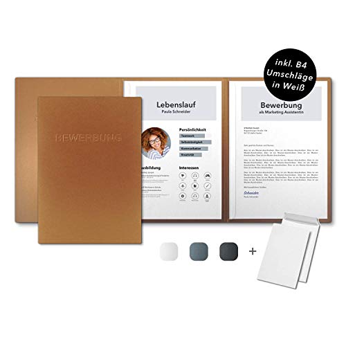 5 Stück 3-teilige Bewerbungsmappen Kupfer Metallic - inkl. 5 Versandumschläge in Weiß - Premium-Qualität mit hochwertiger Prägung BEWERBUNG - direkt vom Hersteller STRATAG 5 Stück 3-teilige Bewerbungsmappen Kupfer Metallic - inkl. 5 Versandumschläge in Weiß - Premium-Qualität mit hochwertiger Prägung BEWERBUNG - direkt vom Hersteller STRATAG von STRATAG
