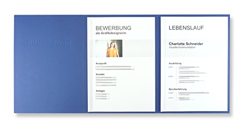 50 Stück 3-teilige Bewerbungsmappen Blau mit 2 Klemmschienen in feinster Lederstruktur - hochwertige Prägung ''BEWERBUNG'' - direkt vom Hersteller STRATAG von STRATAG