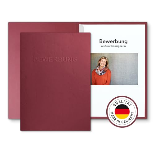 6 Stück 2-teilige Bewerbungsmappen Bordeaux mit 1 Klemmschiene in feinster Lederstruktur - hochwertige Prägung „BEWERBUNG“ 6 Stück 2-teilige Bewerbungsmappen Bordeaux mit 1 Klemmschiene in feinster Lederstruktur - hochwertige Prägung „BEWERBUNG“ von STRATAG