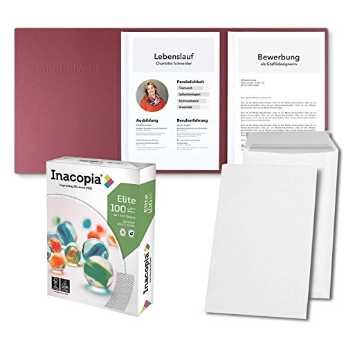 Bewerbungsset // 10 Stück 3-teilige Bewerbungsmappen Bordeaux + 250 Blatt 100 g/m² Premium Bewerbungspapier + 10 Stück B4 Versandtaschen in Weiß - Das ultimative Bewerbungsmappen-Bundle - All inkl. Bewerbungsset // 10 Stück 3-teilige Bewerbungsmappen Bordeaux + 250 Blatt 100 g/m² Premium Bewerbungspapier + 10 Stück B4 Versandtaschen in Weiß - Das ultimative Bewerbungsmappen-Bundle - All inkl. von STRATAG