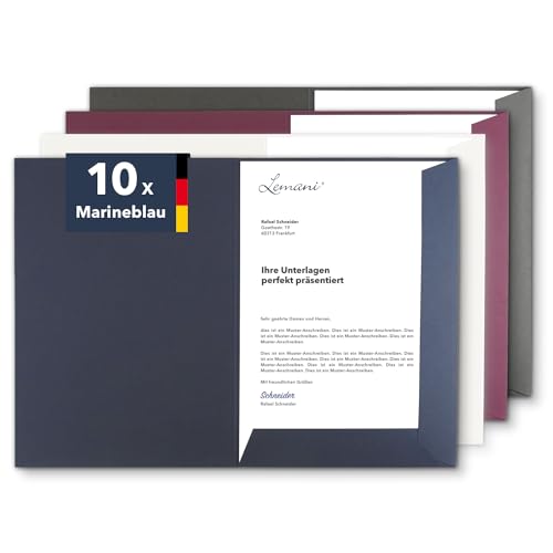 Präsentationsmappe A4 in Marineblau (10 Stück) - sehr stabiler 375 g/m² Premium-Karton - direkt vom Hersteller STRATAG - Dokumentenmappe Mappe A4 Angebotsmappe Pappmappe Projektmappe von STRATAG