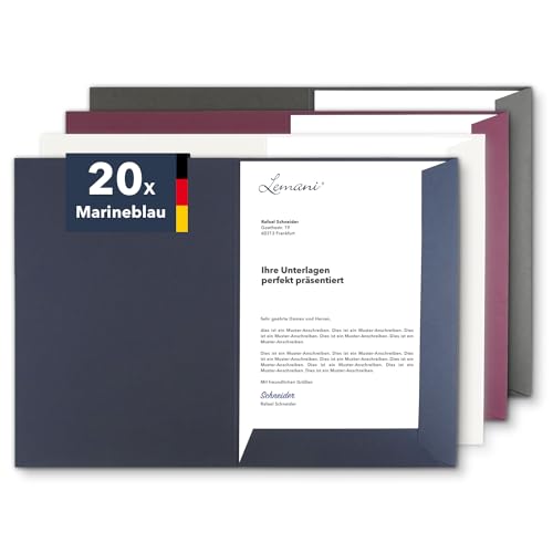 Präsentationsmappe A4 in Marineblau (20 Stück) - sehr stabiler 375 g/m² Premium-Karton - direkt vom Hersteller STRATAG - Dokumentenmappe Mappe A4 Angebotsmappe Pappmappe Projektmappe von STRATAG