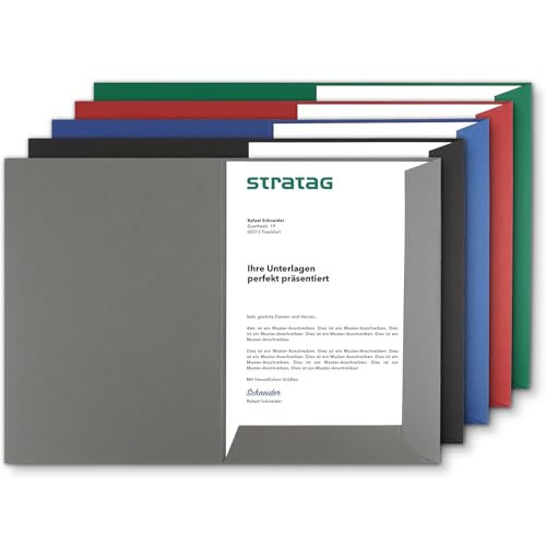 Präsentationsmappe A4 in Steingrau (10 Stück) - sehr stabiler 350 g/m² Naturkarton - direkt vom Hersteller STRATAG - vielseitig einsetzbar für Ihre Angebote, Exposés, Projekte oder Geschäftsberichte von STRATAG
