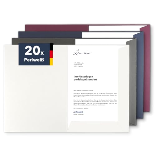 Präsentationsmappe A4 in Perlweiß (20 Stück) - sehr stabiler 350 g/m² Premium-Karton - direkt vom Hersteller STRATAG - Dokumentenmappe Mappe A4 Angebotsmappe Pappmappe Projektmappe von STRATAG