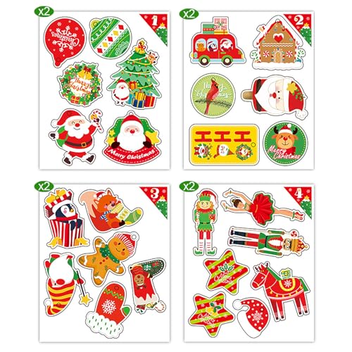 50 x Weihnachtsgeschenkanhänger aus Kraftpapier und 50 x Schnüre, Frohe Weihnachten Deko-Etiketten für den Weihnachtsbaum, 300gsm Papierkartenanhänger für Geschenke, 25 verschiedene Designs von STRBOXONG