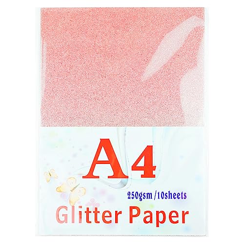 A4 Glitzerkarten, Roségold Bastelpapier, 250 g/m² glänzender Glitzerkarton, Tonzeichenkarte für Kunsthandwerk und Kunst, Heimwerkerbedarf, Geschenkverpackung, Scrapbook, weicher Luxus (10 Blatt) von STRBOXONG