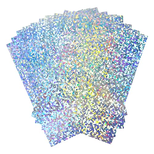 A4 Holografische Glasscherben Karte 250gsm 297 mm x 210 mm Metallic Silber Glasscherben Kartonfolie Papier für Kunst und Handwerk Scrapbooking Schimmernde hochglanzpolierte glänzende Blätter(10 Blatt) von STRBOXONG
