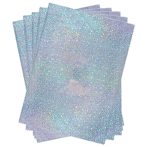 A4 Karte mit Holografische kleine Sterne 250gsm, 297 mm x 210 mm, Metallic-Silber-Karton, Folienpapier für Kunsthandwerk, Scrapbooking, schimmernde, hochglanzpolierte, glänzende Blätter(10 Blatt) von STRBOXONG