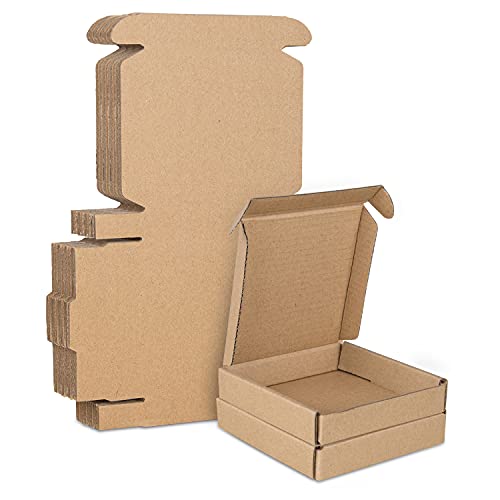 Klein Versandkartons, 100x100x20mm Mini Großbriefkartons für Postversand, Versandtaschen Warensendung, Braune Verpackungskartons für Geschäft, Aufbewahrung oder Geschenkbox, aus Wellpappe(10 Stück) von STRBOXONG