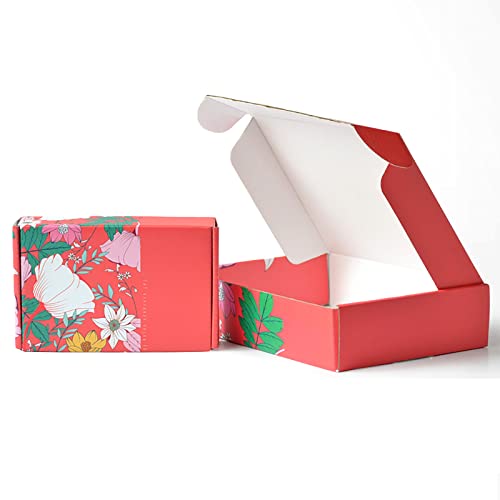 Klein Versandkartons 150x100x40mm Maxibriefkartons Versandtaschen Warensendung Geschenkkarton mit Deckeln Verpackungskartons für Geschäft Aufbewahrung oder Geschenkbox(10 Stück Blühende Blumen) von STRBOXONG