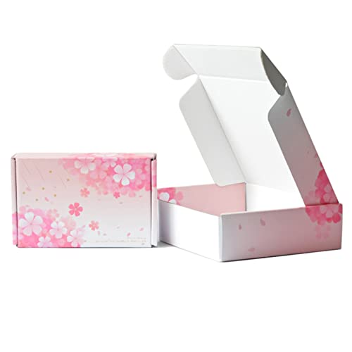Klein Versandkartons 200x150x50mm Maxibriefkartons für Postversand Versandtaschen Warensendung Geschenkkarton mit Deckeln Verpackungskartons für Geschäft Aufbewahrung oder Geschenkbox(10 Stück Sakura) von STRBOXONG