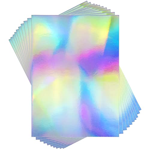 STRBOXONG A4 holografische Silberkarte 250 g/m² 297 mm x 210 mm Metallic-Regenbogen-Karton-Folienpapier für Kunsthandwerk, Scrapbooking, schimmerndes, hochglanzpoliertes, glänzendes Blatt (10 Blatt) von STRBOXONG