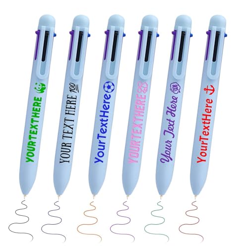 6-in-1 Kugelschreiber Personalisiert mit Name Logo Personalisierte 6 Farben Stifte Kugelschreiber Geschenk für Schulbedarf Office Studenten Kinder Lehrer Krankenschwester, Hellblau 6-in-1 Kugelschreiber Personalisiert mit Name Logo Personalisierte 6 Farben Stifte Kugelschreiber Geschenk für Schulbedarf Office Studenten Kinder Lehrer Krankenschwester, Hellblau von STREADVE