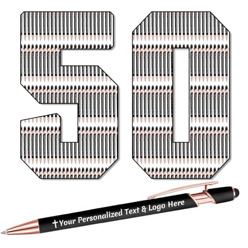 STREADVE 50 Kugelschreiber mit Gravur Kugelschreiber Personalisiert Logo Name Stift Personalisierte Kuli Dankeschön Geschenk Hochwertig für Hochzeit Geburtstag Mitarbeiter, Schwarz von STREADVE