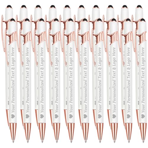 STREADVE Kugelschreiber mit Gravur 20 Kugelschreiber Personalisiert Logo Name Stift Personalisierte Kuli Dankeschön Geschenk Hochwertig für Kirche Kommunion Taufe, Weiß von STREADVE