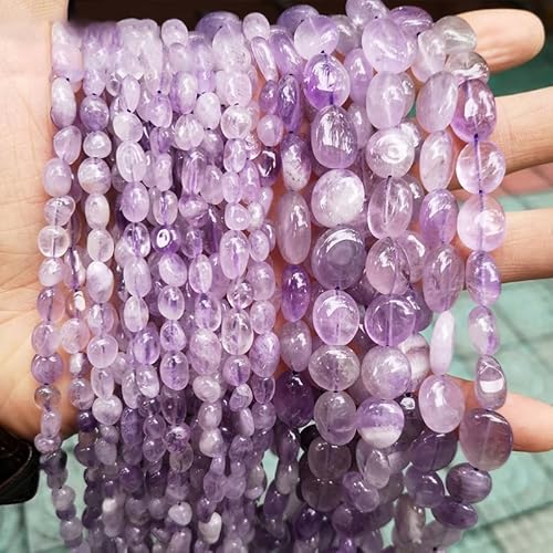 STREAMVOY Natürliche Kristallperlen, handgefertigt, poliert, 6–10 mm, verschiedene Größen, 45–65 Stück, Schmuckherstellungszubehör, Bastelperlen, C, 8–10 mm von STREAMVOY