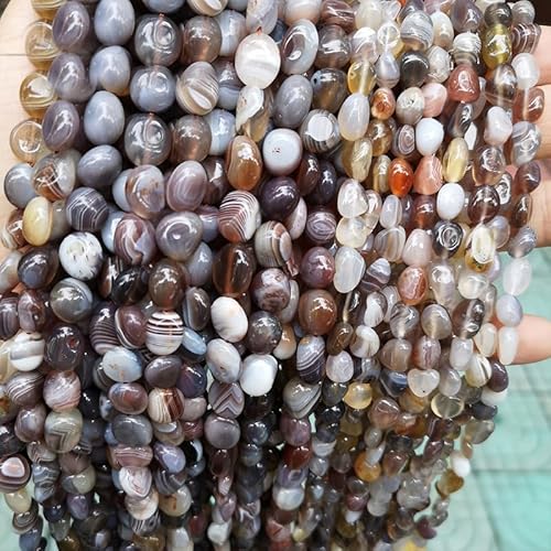 STREAMVOY Natürliche Kristallperlen, handgefertigt, poliert, 6–10 mm, verschiedene Größen, 45–65 Stück, Schmuckherstellungszubehör, Bastelperlen (D,6–8 mm) von STREAMVOY