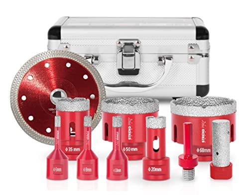 Diamant Fliesenbohrer Set | 6-8-10-20-35-50-68 mm, Diamant Trennscheibe, Diamant Fingerfräser 20mm, SDS Adapter | PREMIUM Glasbohrer/Feinsteinzeug Bohrer | Aluminium KOFFER | Keramikbohrer Diamant Fliesenbohrer Set | 6-8-10-20-35-50-68 mm, Diamant Trennscheibe, Diamant Fingerfräser 20mm, SDS Adapter | PREMIUM Glasbohrer/Feinsteinzeug Bohrer | Aluminium KOFFER | Keramikbohrer von STREND PRO