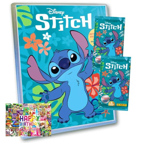 Bundle mit Panini Stitch Karten - (2025) Stitch Trading Cards Sammelkarten - 1 Mappe + 2 Booster + Exklusive Geburtstagskarte von STRONCARD