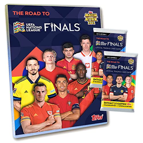 Road to UEFA Nations League Finals Karten 2022 Topps Bundle - 1 Mappe + 2 Booster + 10 Originale Hüllen von STRONCARD