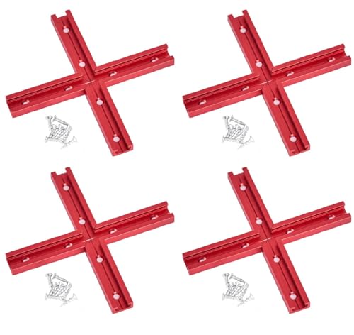 T-Schiene, 7,6 cm Kreuzungs-Set mit Holzschrauben, doppelt geschnittenes Profil, Universal-T-Schiene mit vorgebohrten Befestigungslöchern, T-Schiene, Holzbearbeitung, feiner Sandstrahl, eloxiert, rot, T-Schiene, 7,6 cm Kreuzungs-Set mit Holzschrauben, doppelt geschnittenes Profil, Universal-T-Schiene mit vorgebohrten Befestigungslöchern, T-Schiene, Holzbearbeitung, feiner Sandstrahl, eloxiert, rot, von STRONGROWTH
