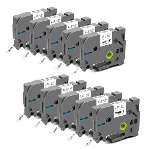 10x Kompatibel für Brother P-Touch Bänder 9mm TZe-221 TZ-221 Ub-221 Etikettenband für P-Touch Brother Beschriftungsgerät PT-1010 D400 H105 H100R H107 H100LB D200 1000, Schwarz auf Weiß Schriftbänder 10x Kompatibel für Brother P-Touch Bänder 9mm TZe-221 TZ-221 Ub-221 Etikettenband für P-Touch Brother Beschriftungsgerät PT-1010 D400 H105 H100R H107 H100LB D200 1000, Schwarz auf Weiß Schriftbänder von STRONIX