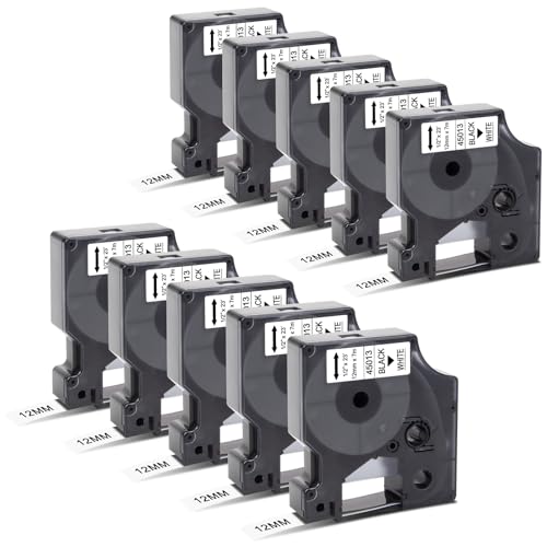 10x Kompatibel für Dymo D1 Etikettenband 12mm x 7m 45013 A45013 S0720530 Schwarz auf Weiß Schriftband für Dymo Gerät LabelManager 160 210D 360D 280 420P 500TS PnP Labelpoint 250 150 100 200 350 von STRONIX