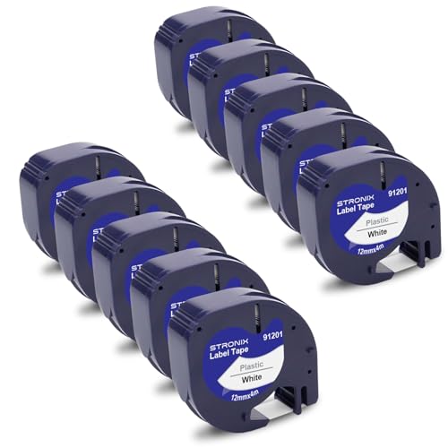 10x Kompatibel für Dymo Letra tag Etikettenband 12mm x 4m Schwarz auf Weiß Schriftband Kunststoff Etiketten für Dymo LT-100H, 100H Plus, 100T, 100T Plus, 110T, 2000, 200B, QX-50, XM, XR 10x Kompatibel für Dymo Letra tag Etikettenband 12mm x 4m Schwarz auf Weiß Schriftband Kunststoff Etiketten für Dymo LT-100H, 100H Plus, 100T, 100T Plus, 110T, 2000, 200B, QX-50, XM, XR von STRONIX
