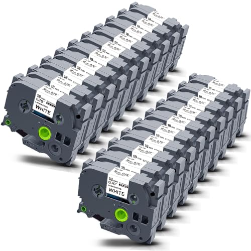 20x STRONIX Kompatibel Brother P-Touch Bänder TZe-241 TZe Schriftband TZ-241 Ub-241 Cassette 18mm Schwarz auf Weiß für Brother Beschriftungsgerät Brother Ptouch Cube Plus PT-D400 PT-D400VP PT-D600VP von STRONIX