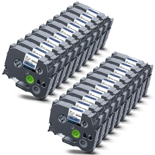 20x STRONIX Kompatibel Brother P-Touch Bänder TZe-531 TZe Schriftband TZ-531 Ub-531 Cassette 12mm Schwarz auf Blau Etikettenband für Beschriftungsgerät Brother Ptouch PT-H105 H100R H107B Cube Plus von STRONIX