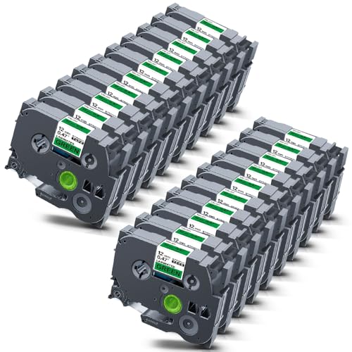 20x STRONIX Kompatibel Brother P-Touch Bänder TZe-731 TZe Schriftband TZ-731 Ub-731 Cassette 12mm Schwarz auf Grün Etikettenband für Beschriftungsgerät Brother Ptouch PT-H105 H100R H107B Cube Plus von STRONIX