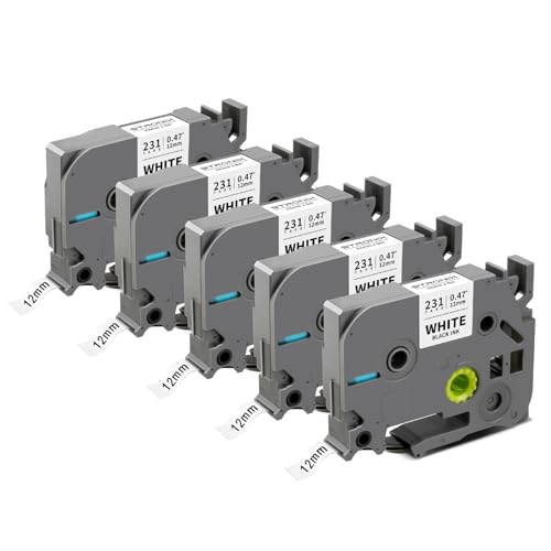 5x Kompatibel für Brother P-Touch Bänder 12mm TZe-231 TZ-231 Ub-231 Etikettenband für P-Touch Brother Beschriftungsgerät PT-1010 D400 H105 H100R H107 H100LB D200 1000, Schwarz auf Weiß Schriftbänder 5x Kompatibel für Brother P-Touch Bänder 12mm TZe-231 TZ-231 Ub-231 Etikettenband für P-Touch Brother Beschriftungsgerät PT-1010 D400 H105 H100R H107 H100LB D200 1000, Schwarz auf Weiß Schriftbänder von STRONIX
