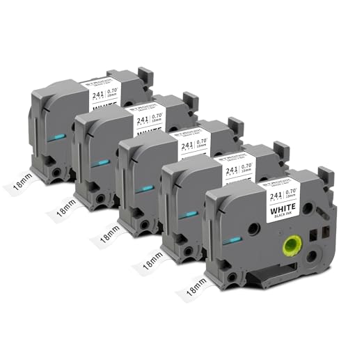 5x Kompatibel für Brother P-Touch Bänder 18mm TZe-241 TZ-241 Ub-241 Etikettenband für P-Touch Brother Beschriftungsgerät PT-D400 H300 E300 D600 E550W P700 P750W P710BT, Schwarz auf Weiß Schriftbänder 5x Kompatibel für Brother P-Touch Bänder 18mm TZe-241 TZ-241 Ub-241 Etikettenband für P-Touch Brother Beschriftungsgerät PT-D400 H300 E300 D600 E550W P700 P750W P710BT, Schwarz auf Weiß Schriftbänder von STRONIX