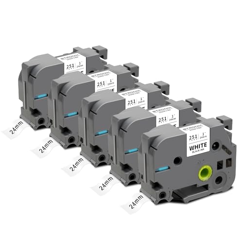 5x Kompatibel für Brother P-Touch Bänder 24mm TZe-251 TZ-251 Ub-251 Etikettenband für P-Touch Brother Beschriftungsgerät PT-D600 E550W P700 P750W P710BT H500 E500, Schwarz auf Weiß Schriftbänder 5x Kompatibel für Brother P-Touch Bänder 24mm TZe-251 TZ-251 Ub-251 Etikettenband für P-Touch Brother Beschriftungsgerät PT-D600 E550W P700 P750W P710BT H500 E500, Schwarz auf Weiß Schriftbänder von STRONIX