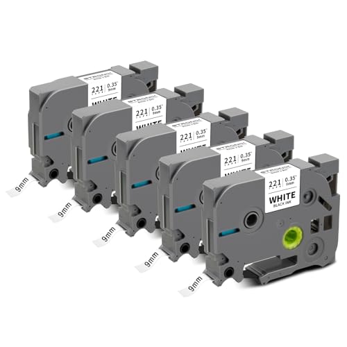 5x Kompatibel für Brother P-Touch Bänder 9mm TZe-221 TZ-221 Ub-221 Etikettenband für P-Touch Brother Beschriftungsgerät PT-1010 D400 H105 H100R H107 H100LB D200 1000, Schwarz auf Weiß Schriftbänder 5x Kompatibel für Brother P-Touch Bänder 9mm TZe-221 TZ-221 Ub-221 Etikettenband für P-Touch Brother Beschriftungsgerät PT-1010 D400 H105 H100R H107 H100LB D200 1000, Schwarz auf Weiß Schriftbänder von STRONIX
