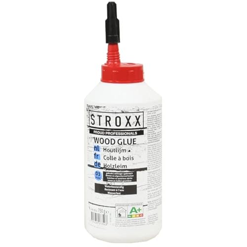 STROXX® Holzleim 750g weiß – wasserfest & temperaturbeständig – perfekt für den Innen- & Außenbereich geeignet – schnelltrocknender Super D3 PVAC Holzkleber für Verleimungs- & Bastelarbeiten (1) von STROXX