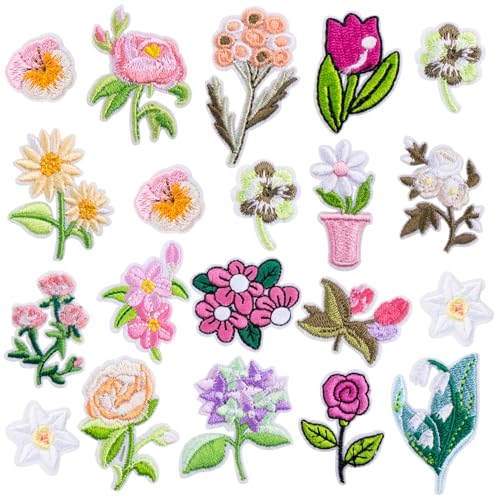 STSTR 20 Stück bestickte Blumenaufnäher, verschiedene Stile, bunte Blumenapplikationen zum Aufbügeln, für Kleidung, dekorativer Blumenstrauß, zum Aufnähen auf Handarbeiten, Taschen, Hemden STSTR 20 Stück bestickte Blumenaufnäher, verschiedene Stile, bunte Blumenapplikationen zum Aufbügeln, für Kleidung, dekorativer Blumenstrauß, zum Aufnähen auf Handarbeiten, Taschen, Hemden von STSTR