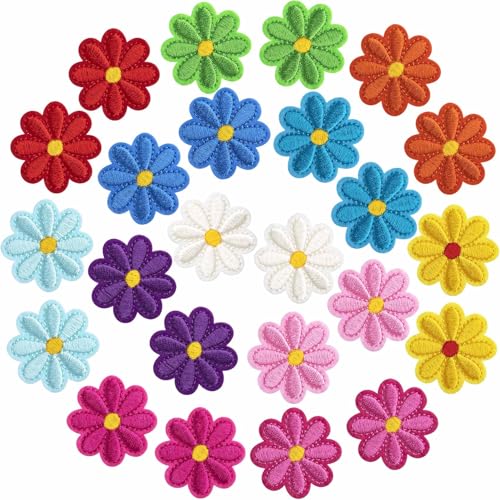 STSTR 24 Stück Blumen-Aufnäher zum Aufbügeln, 12 Farben, kleine Gänseblümchen-Applikation für Kleidung, niedliche bestickte Blumenapplikation, Blumenreparatur-Flicken für Taschen, Jeans, Hemden STSTR 24 Stück Blumen-Aufnäher zum Aufbügeln, 12 Farben, kleine Gänseblümchen-Applikation für Kleidung, niedliche bestickte Blumenapplikation, Blumenreparatur-Flicken für Taschen, Jeans, Hemden von STSTR