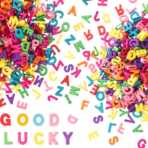 STSTR 300 Stück Alphabet-Buchstaben-Perlen, bunte 3D-Buchstabenperlen, aus Kunstharz, lose Buchstabenperlen, Großpackung, niedliche A-Z, Kunststoff-Charm-Anhänger zum Basteln, Armbänder, Halsketten STSTR 300 Stück Alphabet-Buchstaben-Perlen, bunte 3D-Buchstabenperlen, aus Kunstharz, lose Buchstabenperlen, Großpackung, niedliche A-Z, Kunststoff-Charm-Anhänger zum Basteln, Armbänder, Halsketten von STSTR
